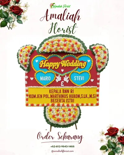 Karangan Papan Bunga Pernikahan di Sawahdadap